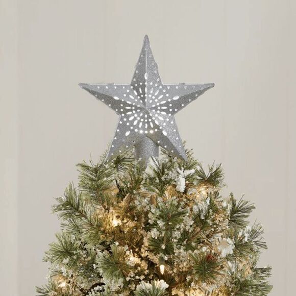 Holiday Time Silver Star Lighted Projection LED Tree Topper, 11.4" - Picture 1 of 3